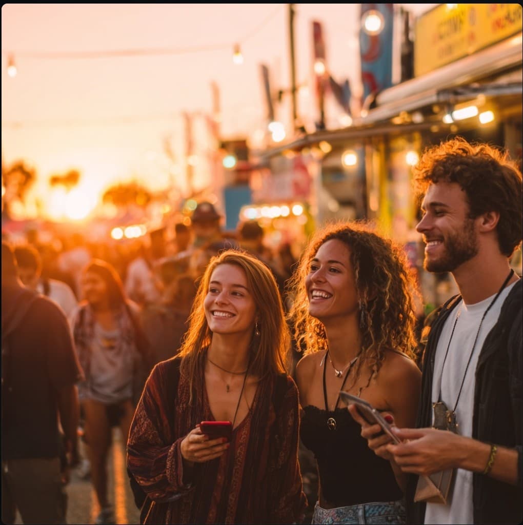 Friends enjoying a festival together